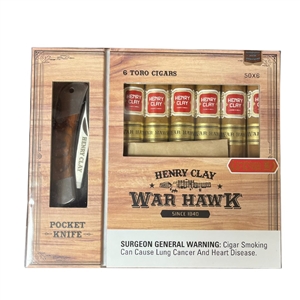 Henry Clay War Hawk Toro - 6 x 50 - 6 Cigar Sampler with a Branded Huntsman Pocket Knife