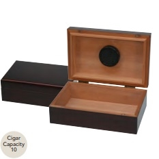 10 Count Traveler Humidor - Mahogony with Humidifier 8 3/4"W x 5 11/16"D x 3 3/16"H