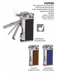 Lotus Vertigo Puffer Pipe Lighter with Built in Tamper, Reamer and Scraper
